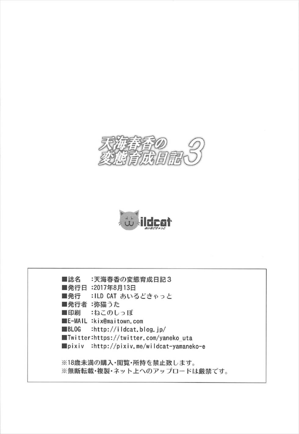 (C92) [ILD CAT (弥猫うた)] 天海春香の変態育成日記3 (アイドルマスター)