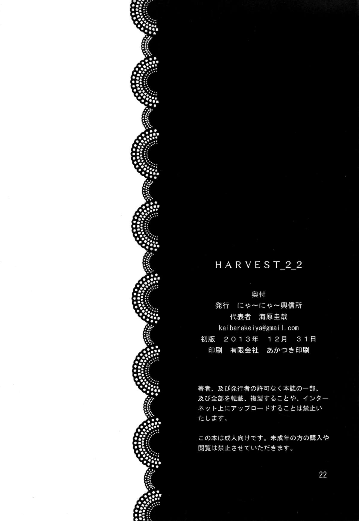 (C85) [にゃ～にゃ～興信所 (海原圭哉)] HARVEST_2_2 (魔法少女リリカルなのは) [中国翻訳]