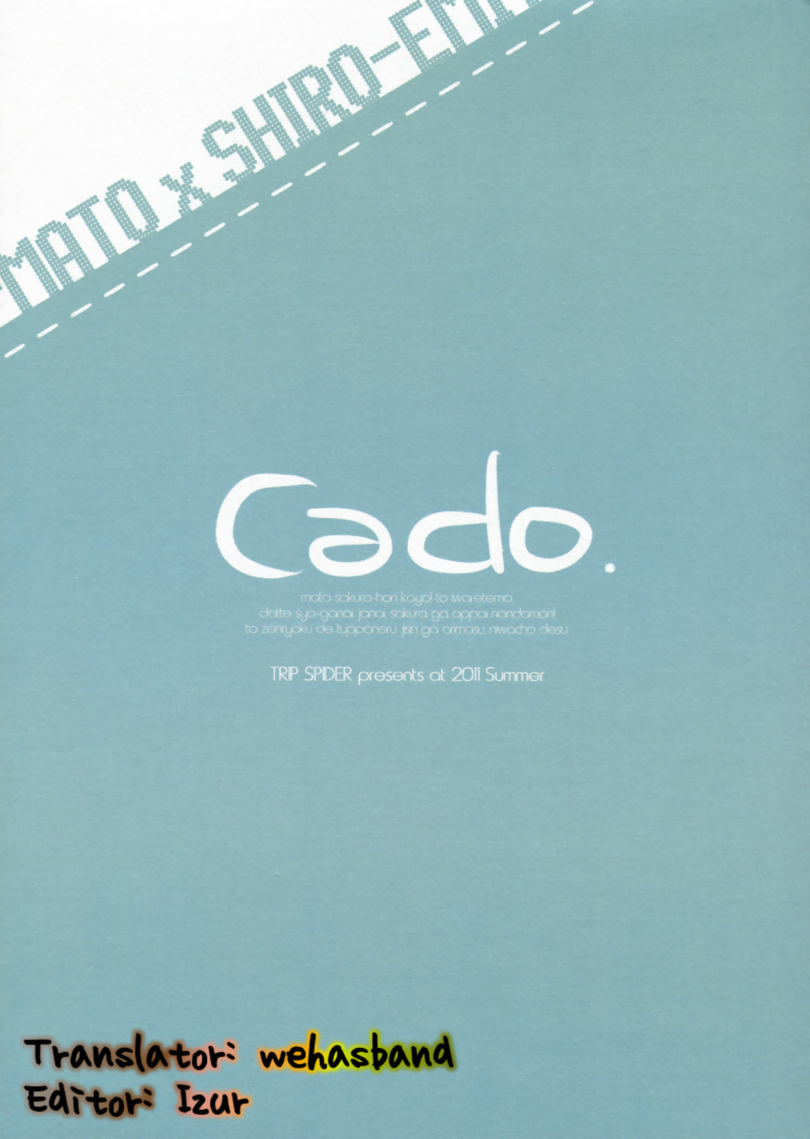 (C80) [TRIP SPIDER (niwacho)] Cado. (Fate/Stay night) [英訳]