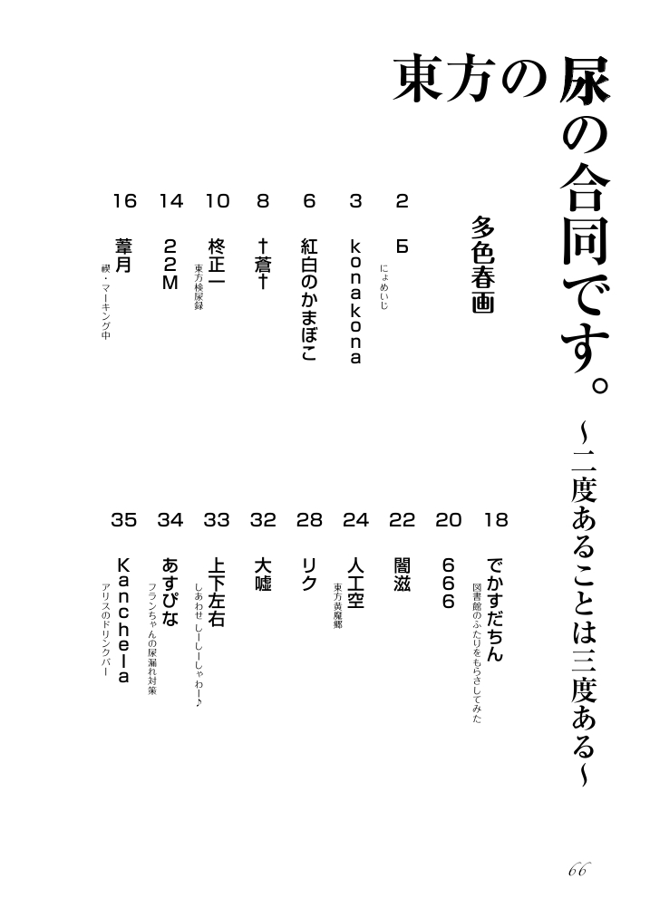 [街角麻婆豆 (よろず)] 東方の尿の合同です。～二度あることは三度ある～ (東方Project) [DL版]