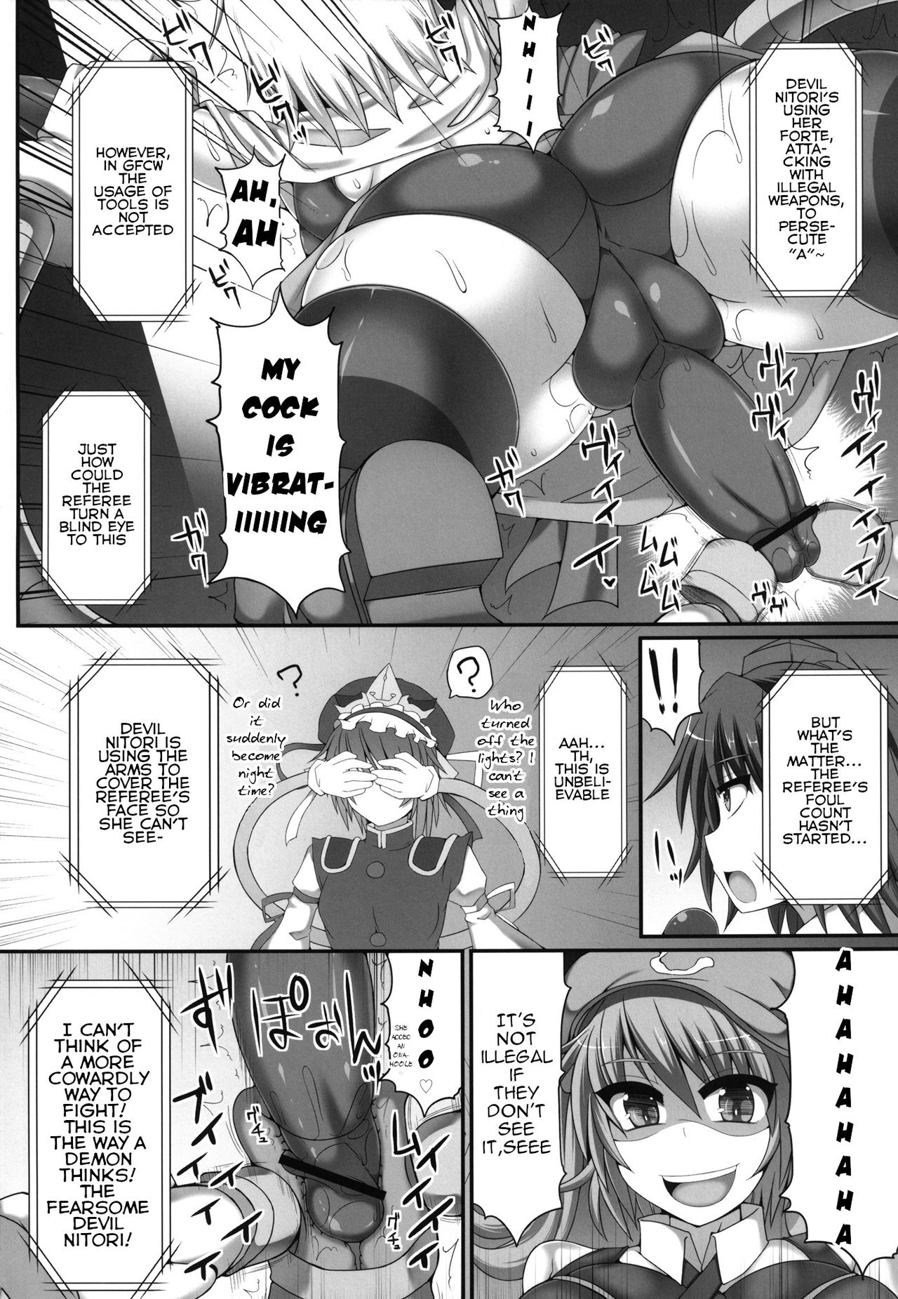 (紅楼夢9) [Stapspats (翡翠石)] 幻想郷フタナリチンポレスリング3　仮面人形遣い「A」VSデビルにとり (東方Project) [英訳]
