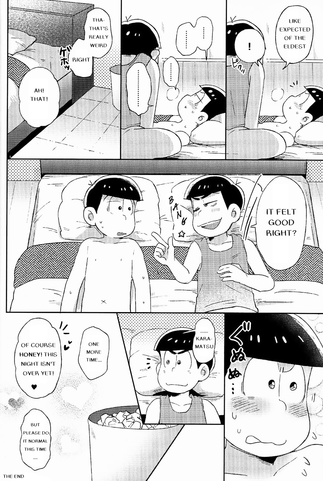 (家宝は超寝て松25) [桃色熱月、CAPGRAS (木崎七、夢実らいこ)] feeling horny!! (おそ松さん) [英訳]