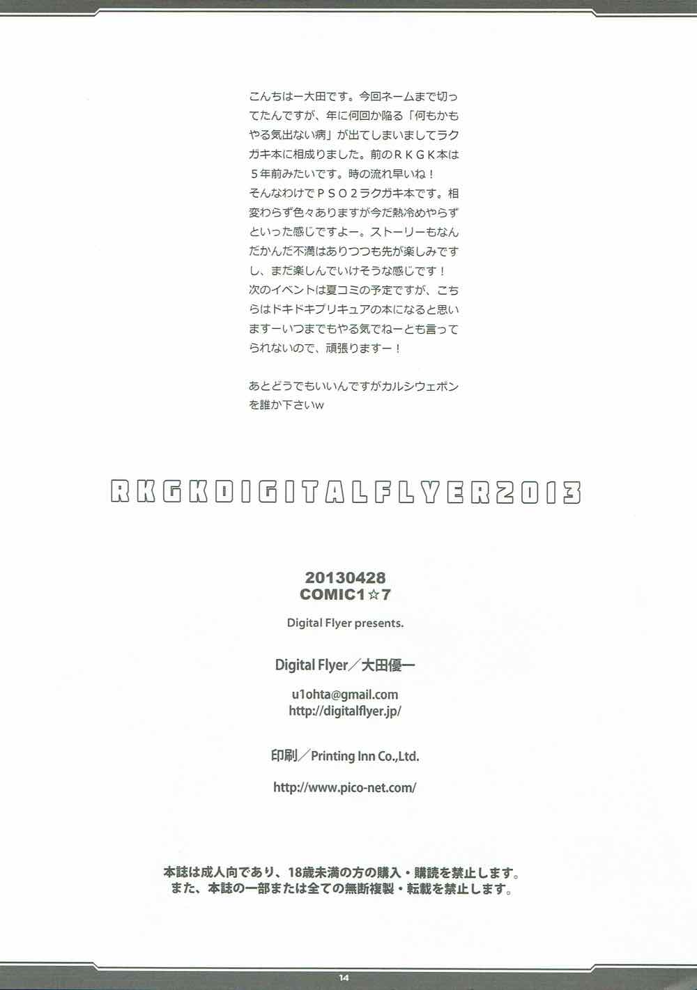 (COMIC1☆7) [Digital Flyer (大田優一)] RKGKDigitalFlyer2013 (ファンタシースターオンライン2)