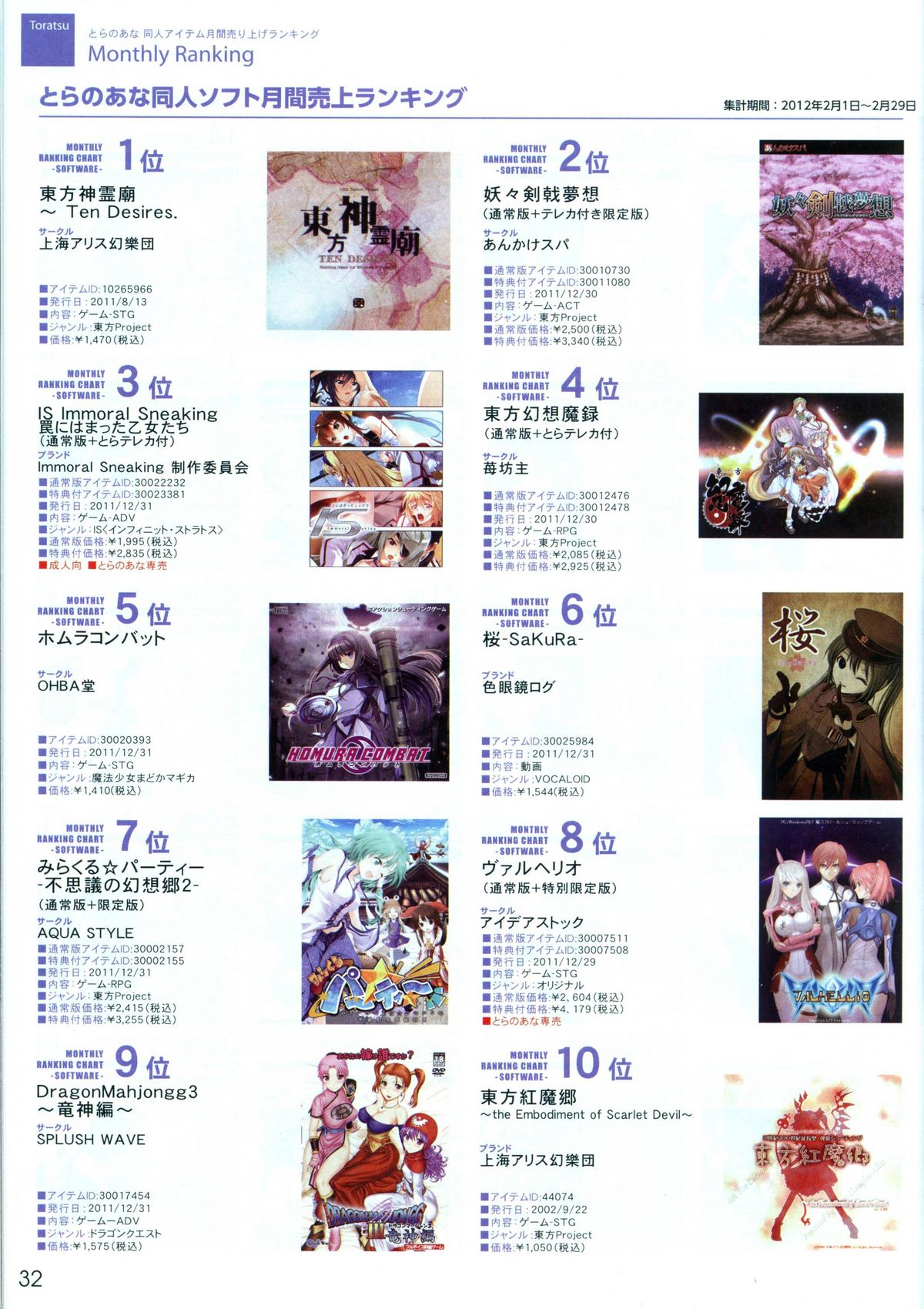 （とらのあな）VOL。 1792012年春虎津