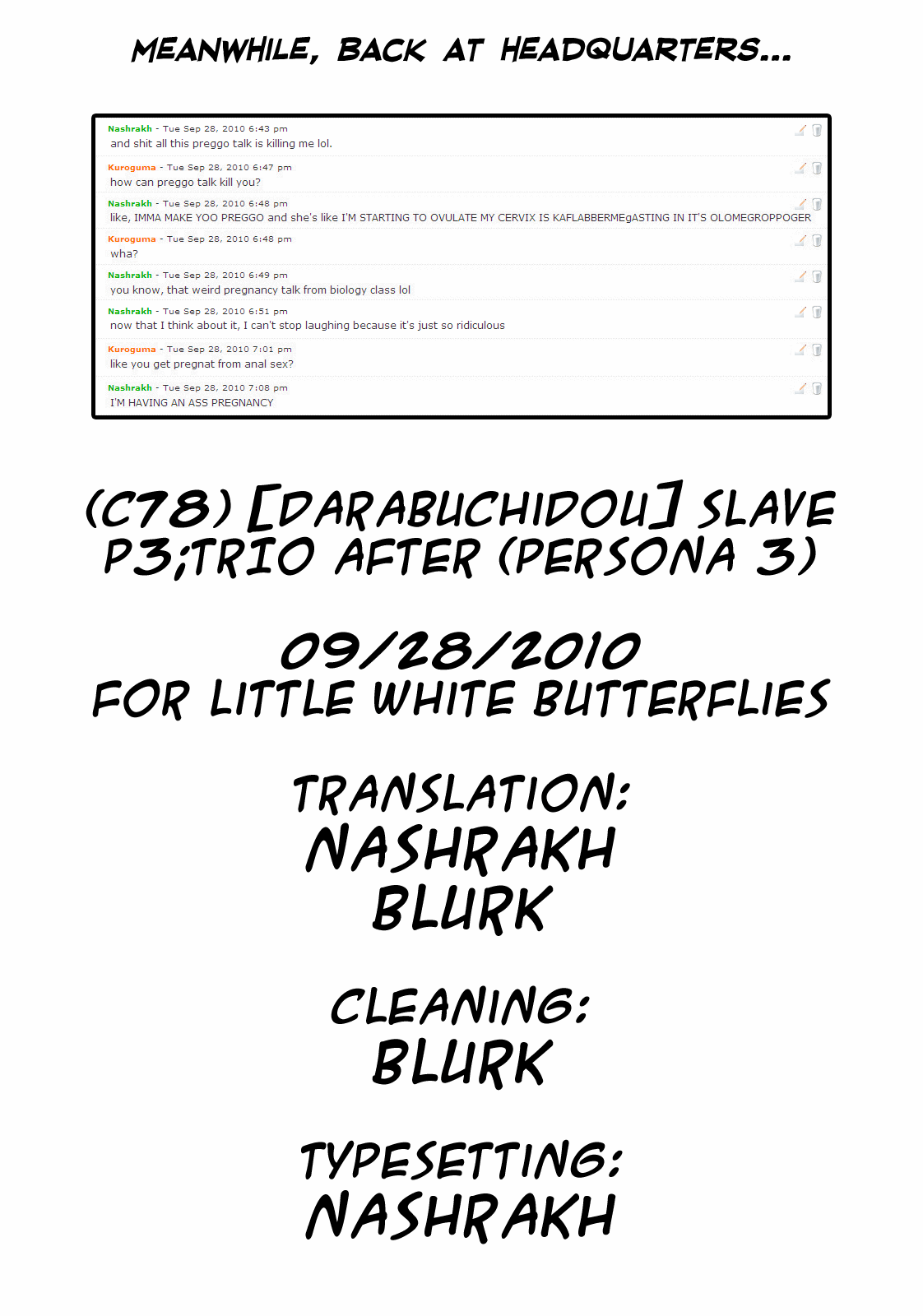 (C78) [だらぶち堂 (だらぶち)] SLAVE P3;TRIO AFTER (ペルソナ3) [英訳]