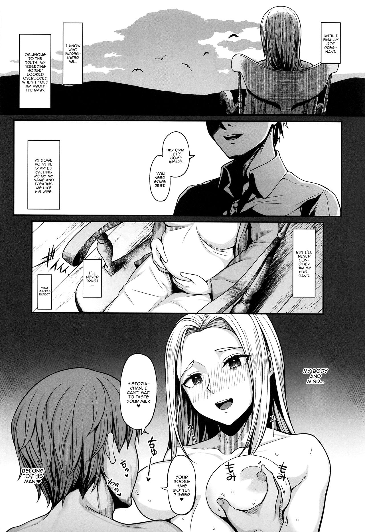 (COMIC1 BS祭 スペシャル) [Re:Cre@tors (柊はじめ)] 快楽堕ちしたボテ腹女王ヒストリア (進撃の巨人) [英訳]